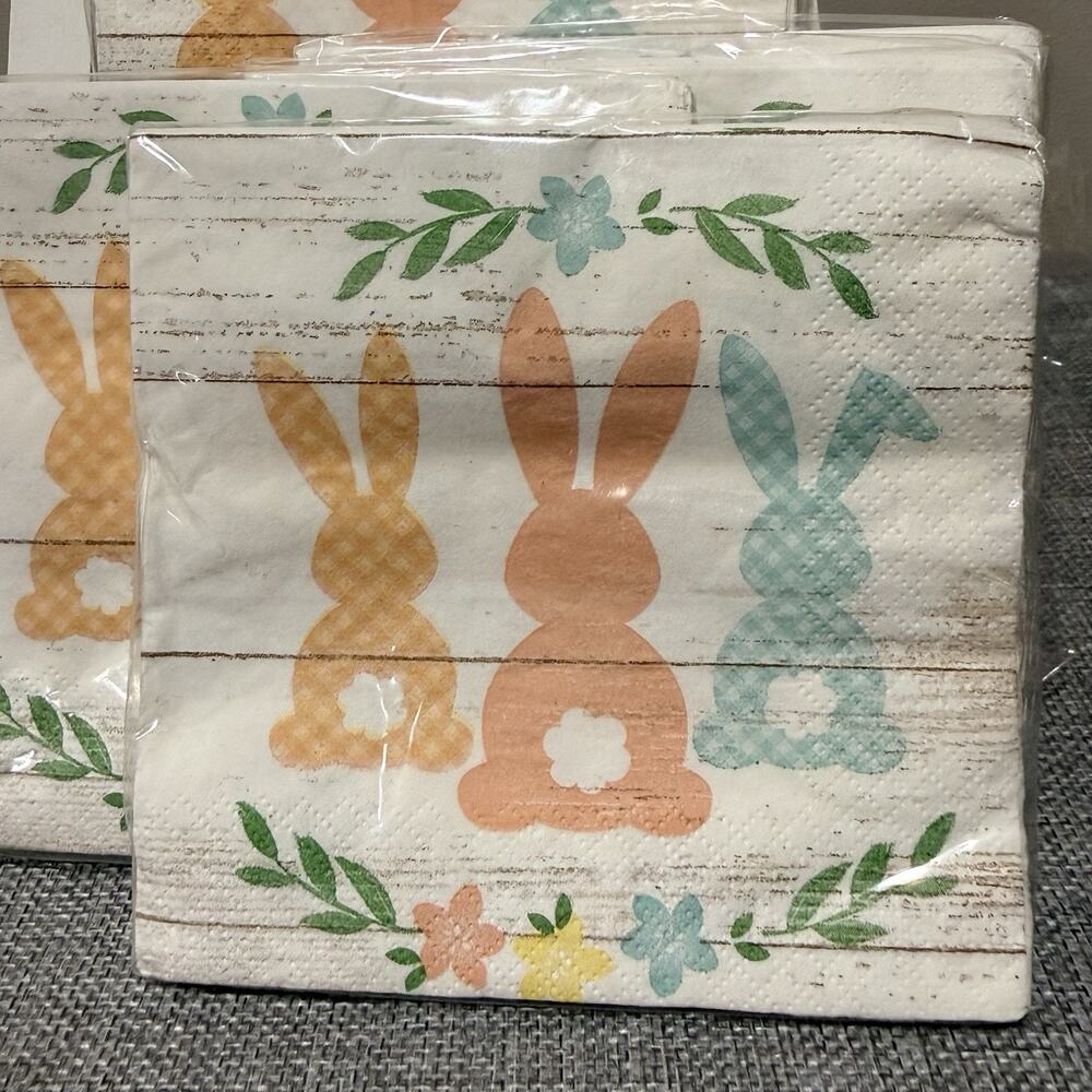 Party Creations Farmhouse Easter Bunnies 2-Ply Square Paper Napkins 16ct